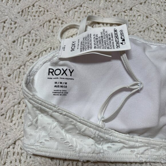 Roxy White Embroidered Bralette Bikini Top Eyelet Detail – Women’s M - Picture 6 of 6